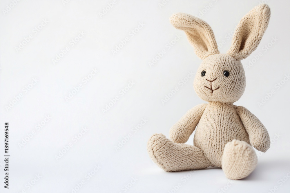 Obraz premium Soft toy easter bunny on a white background, generated AI