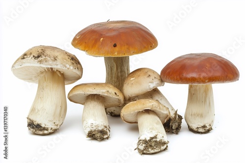 mushrooms isolated on white background, generated AI