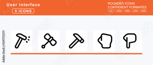 Set of 5 rounded user interface icons,guitar, electric, guitars, gym, h, h1