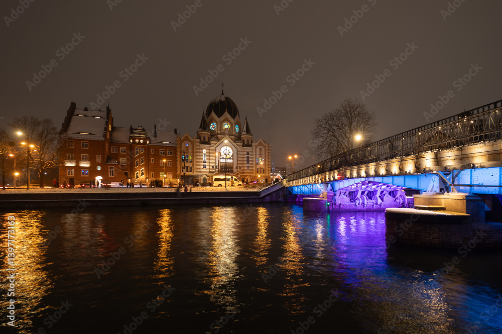 Night View of the Synagogue in Kaliningrad