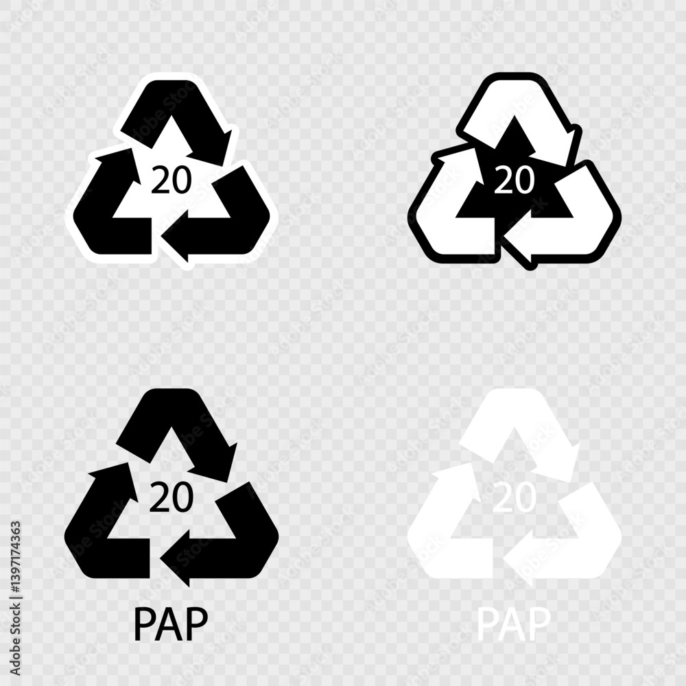 Obraz premium Paper recycling symbol PAP 20 set.
