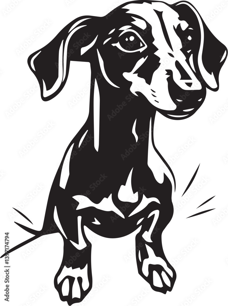 Fototapeta premium Dachshund Dog. Hand drawn vector illustration