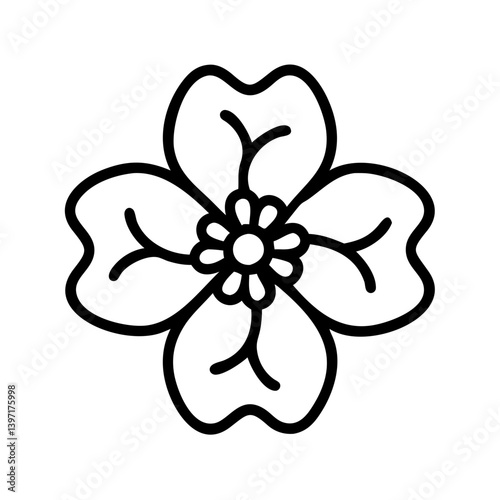 Outline floral design vector illustration of a blooming flower with petals art