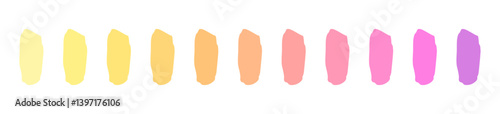 Colorful brush strokes set. Pastel warm colors stains collection. Vector illustration.