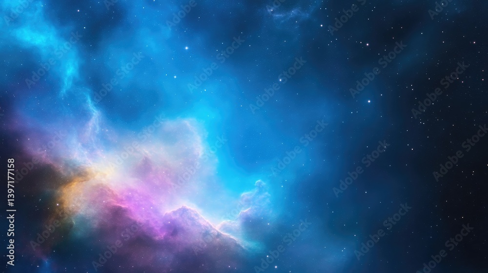 Fototapeta premium Vast nebulae swirling in vibrant colors across a cosmic expanse