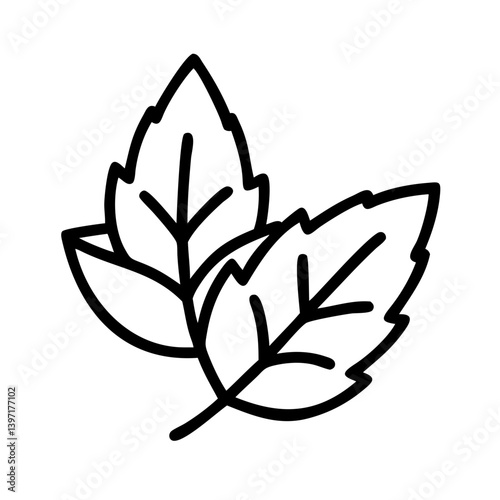 Illustration of fresh mint leaves for culinary and herbal design applications use