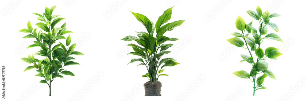 Fototapeta premium Isolated Green Plants on Transparent Background for Creative Design Use