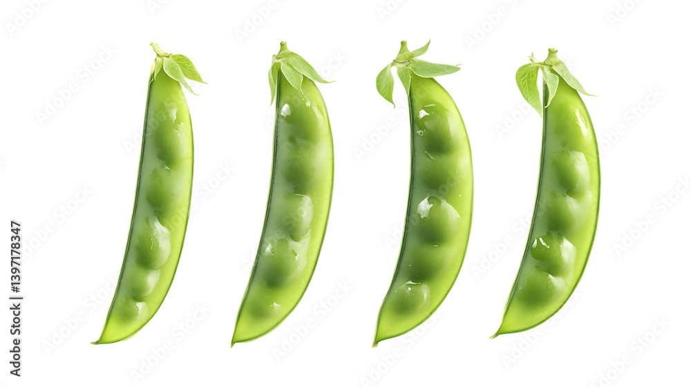 Pack of Snow Peas Set Against Transparent Background for Food or Kitchen Projects Pack of Snow Peas Set Against Transparent Background for Food or Kitchen Projects