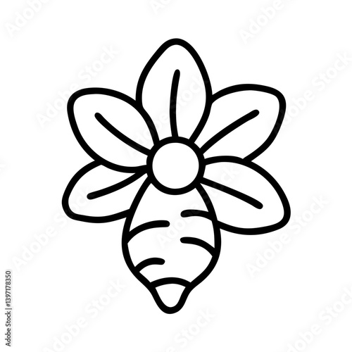 Download beautiful vector graphic of turmeric plant flower and root outline icon