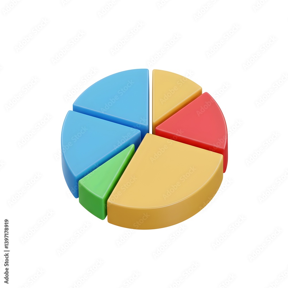 Colorful 3D Pie Chart Illustration: Data Visualization and Business Analytics Representation Colorful 3D Pie Chart Illustration: Data Visualization and Business Analytics Representation