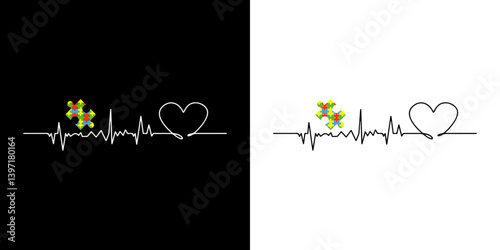 Autism puzzle heartbeat - Autism Quote typography T shirt design