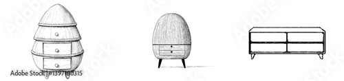 Modern line art features a bee hive illustration created with ink and engraving techniques in a drawing