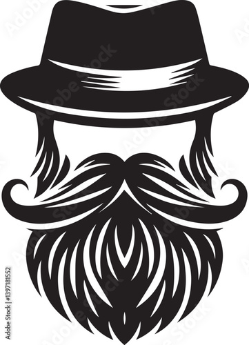 black vector illustration of a mustache, mustache silhouette vector black and white, mustache clipart