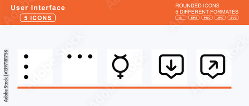 Set of 5 rounded user interface icons,medicine, megaphone, meh, blank, rolling, eyes, melon