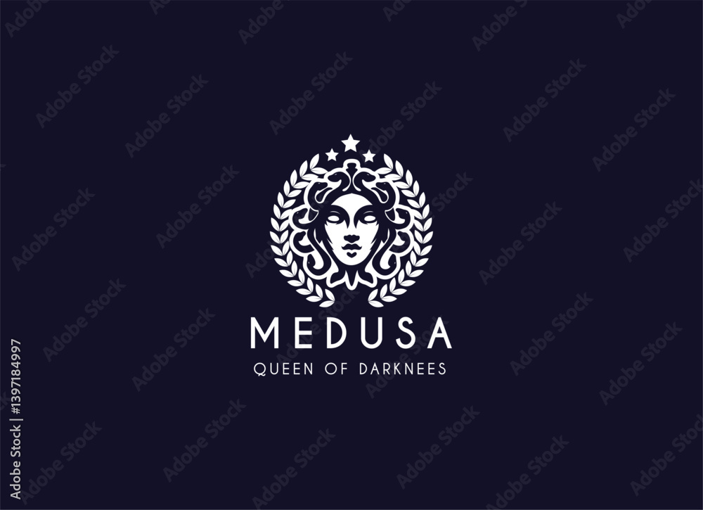 Head of Medusa logo symbol vector on black background Head of Medusa logo symbol vector on black background