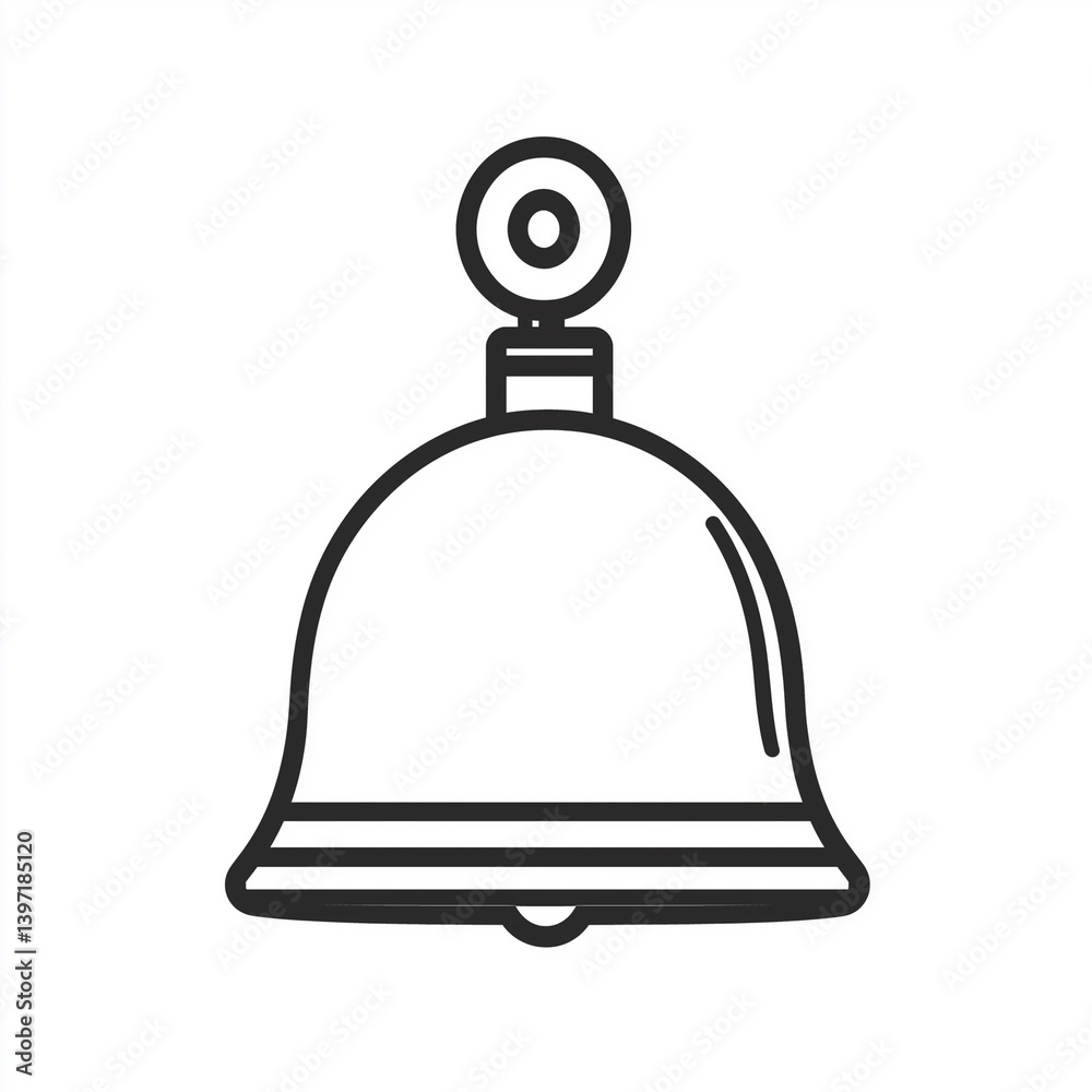 Bell Solid Line Icon Isolated on White Background Bell Solid Line Icon Isolated on White Background