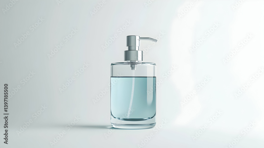 Soap Dispenser Clear Glass with Silver Pump Blue Liquid Minimalist Style Soap Dispenser Clear Glass with Silver Pump Blue Liquid Minimalist Style