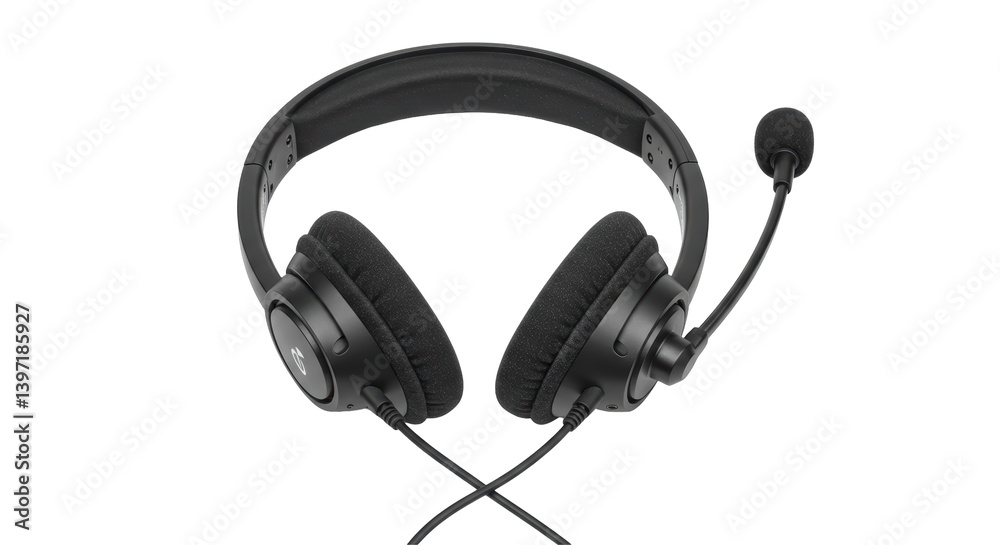 Isolated headphones with microphone Isolated headphones with microphone