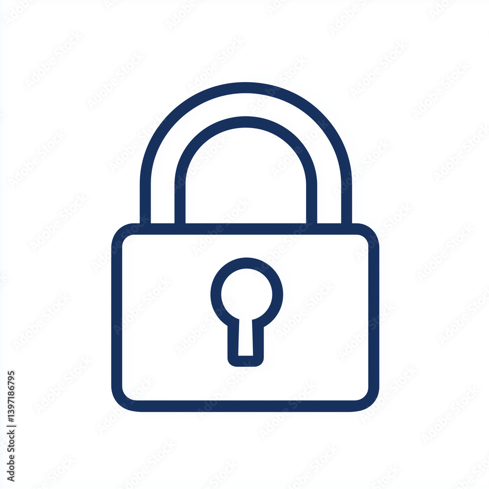 Open Safe Lock Solid Line Icon Isolated on White Background Open Safe Lock Solid Line Icon Isolated on White Background