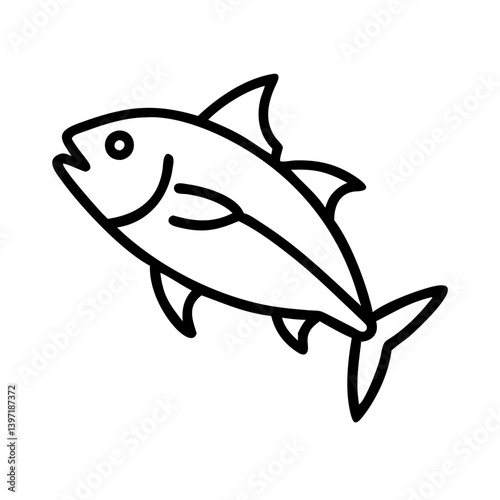 Outline drawing of a tuna fish vector illustration seafood animal ocean life art