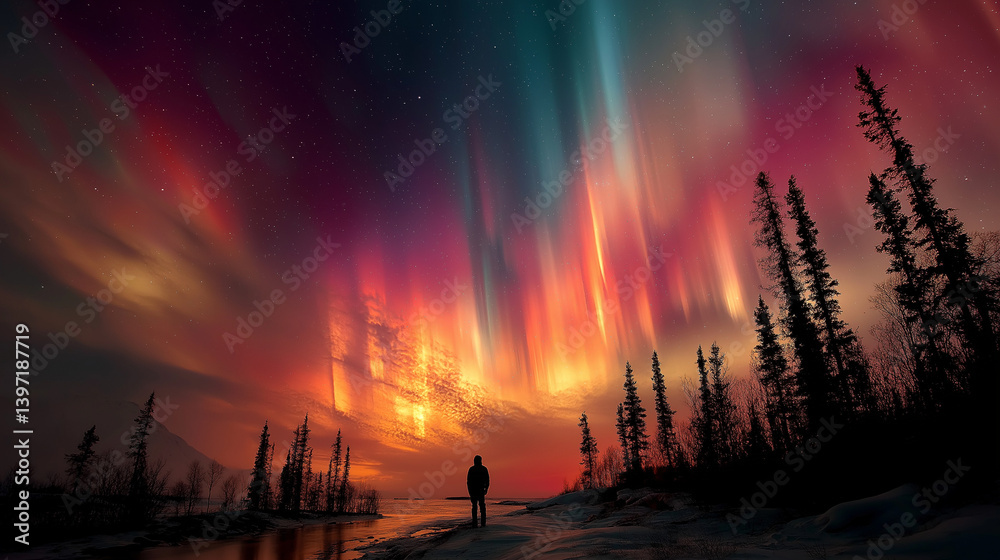 Fototapeta premium Lone Observer of Aurora