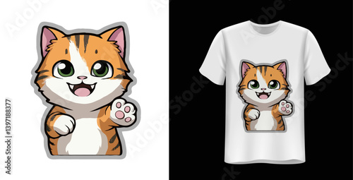 Happy owner happy cat-vector t-shirt design template.Cat T-Shirt. Print for posters, clothes, mugs, bags, greeting cards, banners, advertising., slogan with black cat illustration bundle t shirt