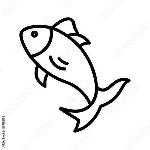 Outline drawing of a fish swimming in the ocean perfect for coloring books art