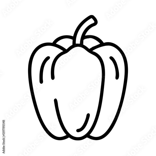 Bell pepper outline drawing vector illustration for cooking and healthy food
