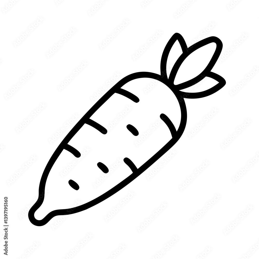 Outline drawing of a fresh carrot vegetable healthy food vector illustration art Outline drawing of a fresh carrot vegetable healthy food vector illustration art