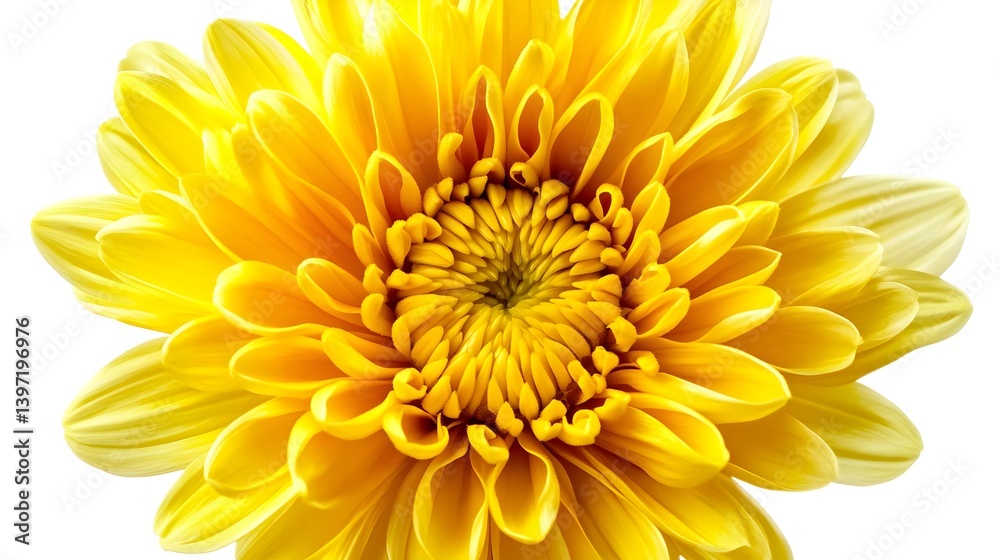 Bright Yellow Chrysanthemum Flower on White Background for Design Bright Yellow Chrysanthemum Flower on White Background for Design