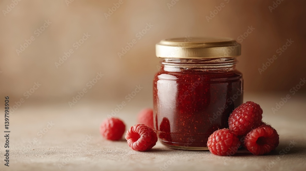 a jar of raspberry jam with fresh raspberries beside it a jar of raspberry jam with fresh raspberries beside it