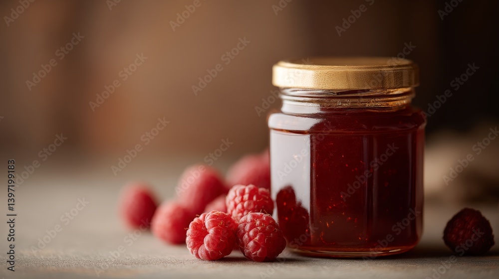 a jar of raspberry jam with fresh raspberries beside it a jar of raspberry jam with fresh raspberries beside it