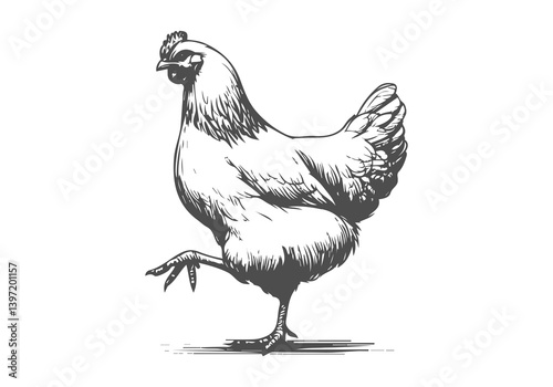 chicken hand drawn sketch illustration vector