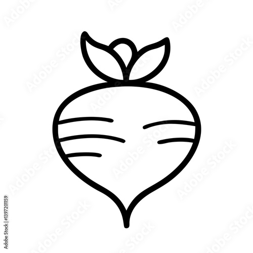 Outline vector drawing of beet vegetable for healthy eating and vegan lifestyle