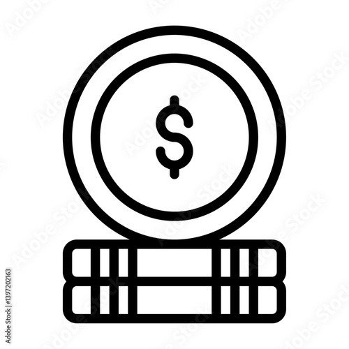 money outline icon. coin black line illustration.