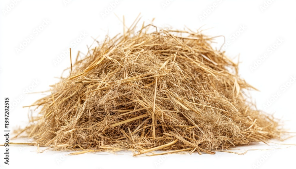 Obraz premium a heap of dried hay on white background