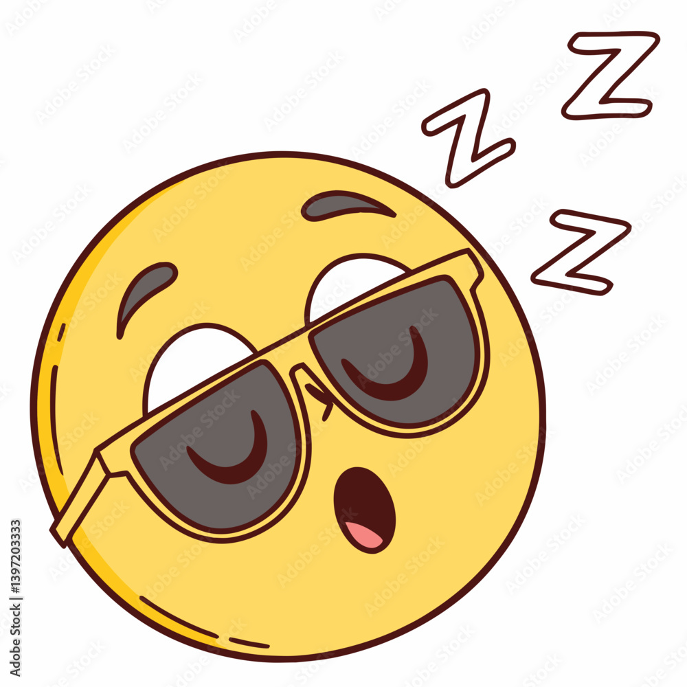 Fototapeta premium Sleepy emoji with shades half-on