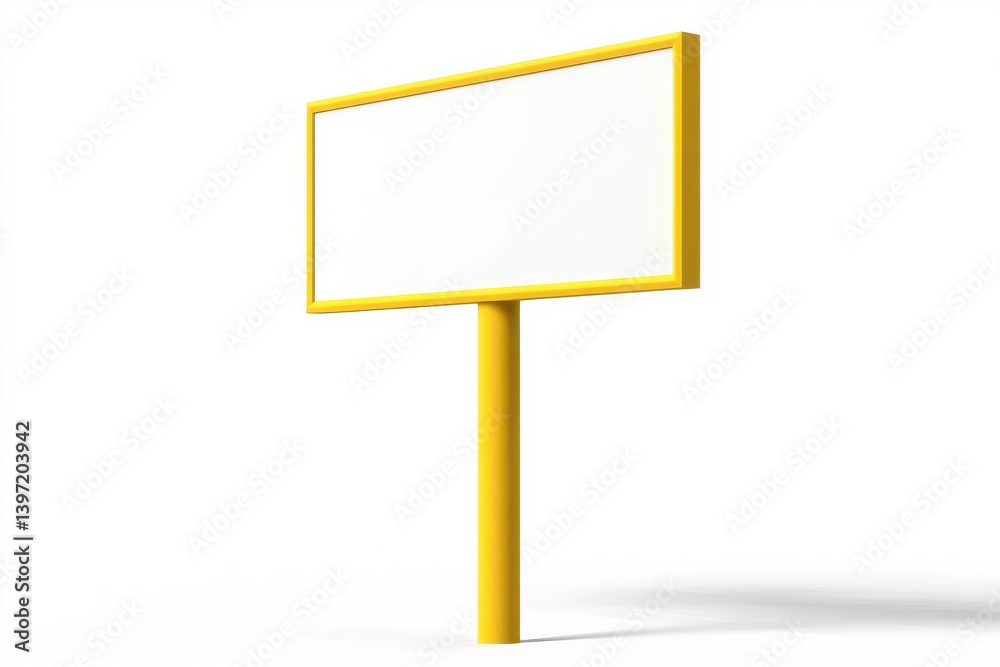 Isolated yellow billboard with blank white space isolated on white background Isolated yellow billboard with blank white space isolated on white background