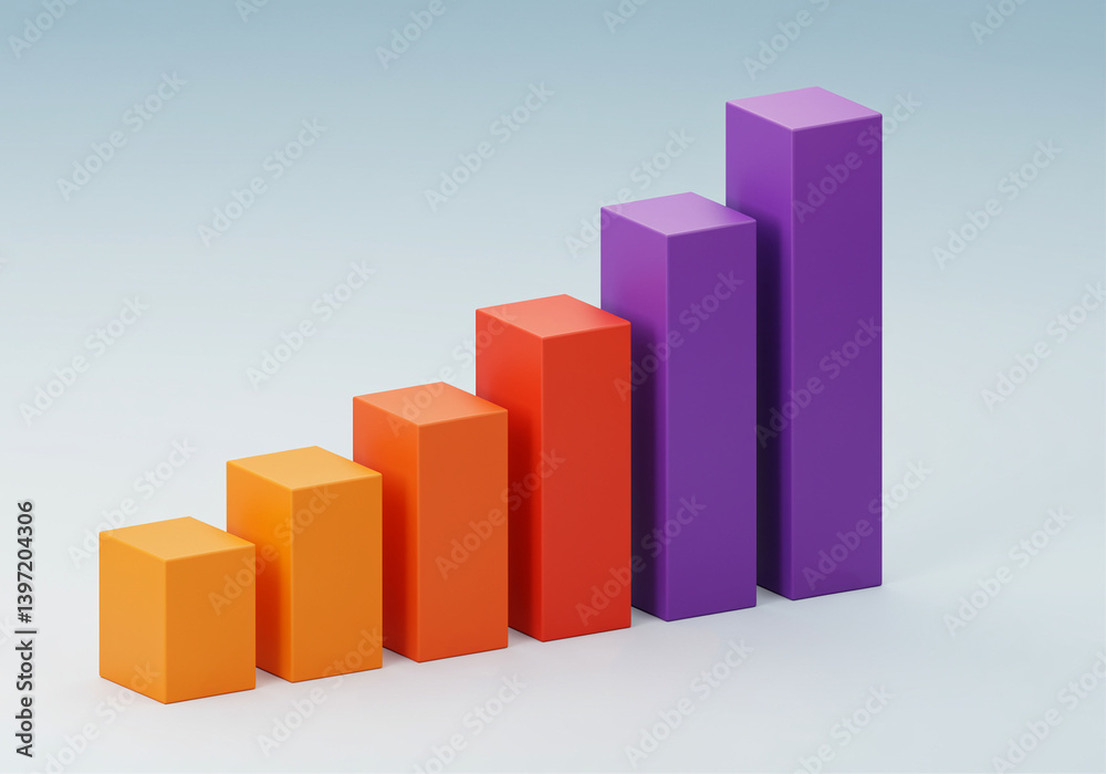 Bar graph shows growth chart and data visualization in orange and purple colors. Bar graph demonstrates growth chart and data visualization in orange and purple colors Bar graph shows growth chart and data visualization in orange and purple colors. Bar graph demonstrates growth chart and data visualization in orange and purple colors