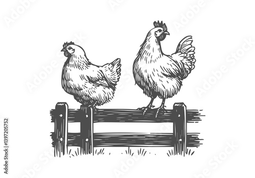 chicken hand drawn sketch illustration vector