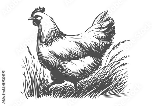 chicken hand drawn sketch illustration vector