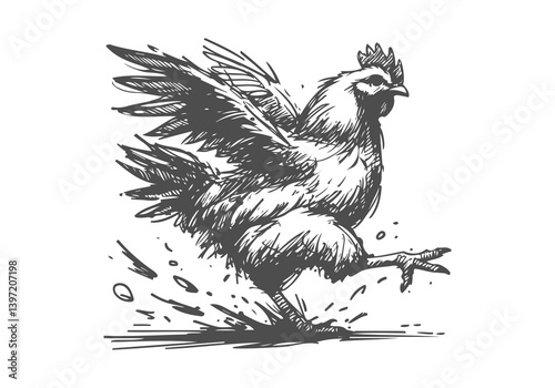chicken hand drawn sketch illustration vector
