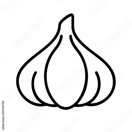 Garlic bulb outline vector illustration for cooking and healthy food design needs