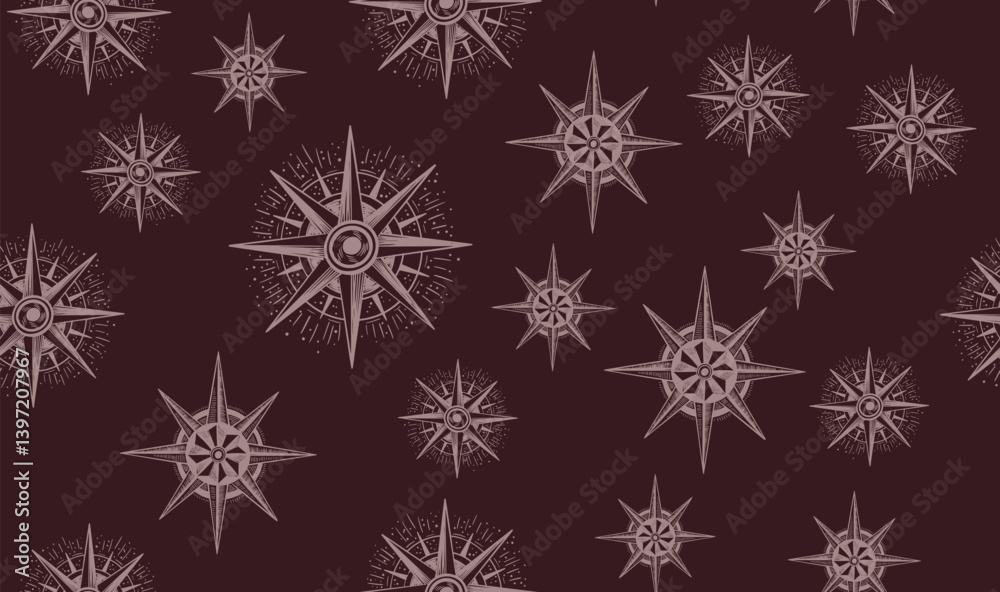 Compass Wind rose, pattern, hand drawn Illustration. Compass Wind rose, pattern, hand drawn Illustration.