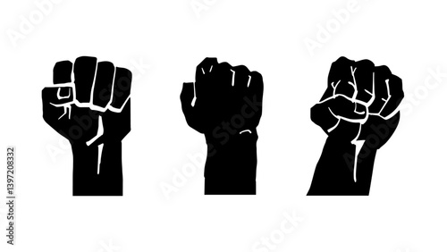 Hand Fist Silhouette Vector, Power, Protest, and Unity Symbol Illustration