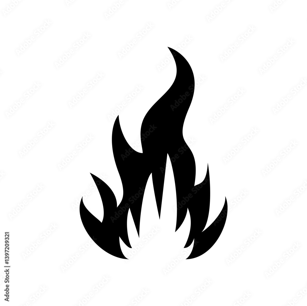 black flame icon. simple fire silhouette isolated on white background. black fire icon black flame icon. simple fire silhouette isolated on white background. black fire icon