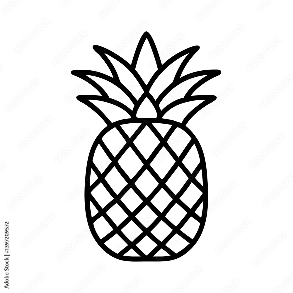 Pineapple fruit vector illustration outline drawing tropical fruit design icon art Pineapple fruit vector illustration outline drawing tropical fruit design icon art