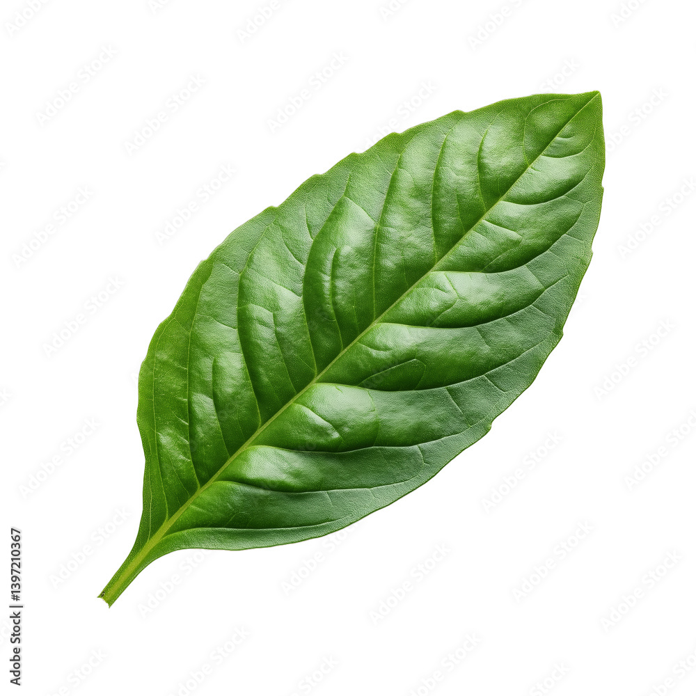 Fototapeta premium Basil Leaf isolated on transparent background. PNG with clipping path