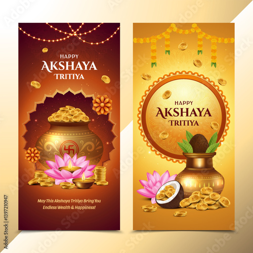 Akshaya Tritiya Gold Pot Vertical Banner