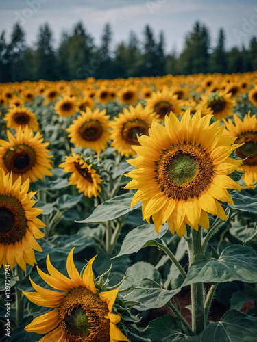 Obraz na płótnie Cluster of yellow sunflowers with dark centers. w salonie